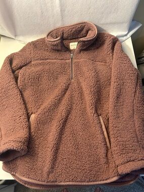 Abercrombie & Fitch Plush Half-Zip Sherpa Jacket in Mauve